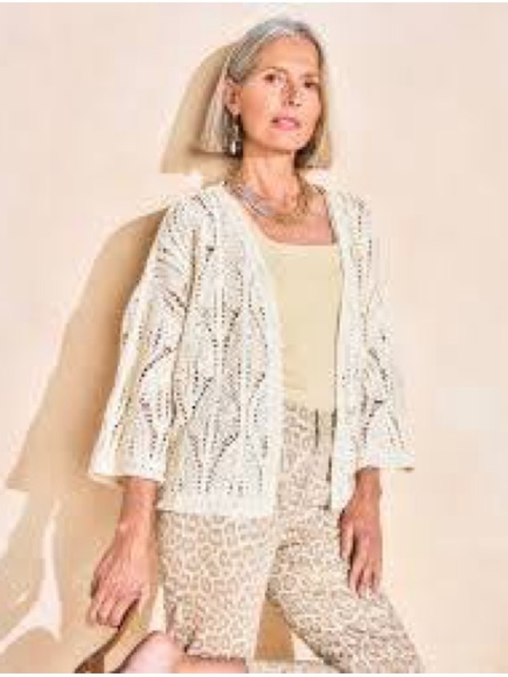 The Territory Ahead Open-Knit Cream Cardigan